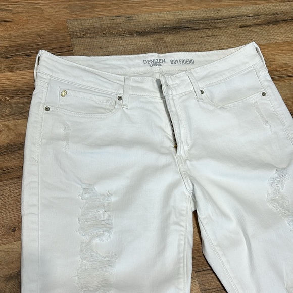 DENIZEN BY LEVIS WOMENS MIDRISE BOYFRIEND JEANS ANKLE WHITE DISTRESSED Sz 11 W30 - Picture 3 of 12